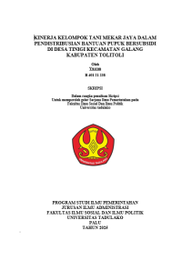 Image of KINERJA KELOMPOK TANI MEKAR JAYA DALAM PENDISTRIBUSIAN BANTUAN PUPUK BERSUBSIDI DI DESA TINIGI KECAMATAN GALANG KABUPATEN TOLITOLI