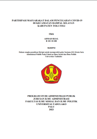 Image of PARTISIPASI MASYARAKAT DALAM PENCEGAHAN COVID-19
DI KECAMATAN DAMPAL SELATAN
KABUPATEN TOLI-TOLI