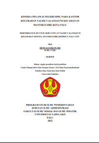 Image of KINERJA PEGAWAI NEGERI SIPIL PADA KANTOR
KELURAHAN TALISE VALANGGUNI KECAMATAN
MANTIKULORE KOTA PALU