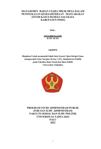 Image of MANAJEMEN BADAN USAHA MILIK DESA DALAM
PENINGKATAN KESEJAHTERAAN MASYARAKAT
(STUDI KASUS DI DESA SALUKAIA
KABUPATEN POSO)