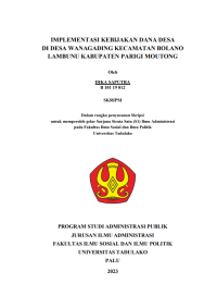 Image of IMPLEMENTASI KEBIJAKAN DANA DESA
DI DESA WANAGADING KECAMATAN BOLANO
LAMBUNU KABUPATEN PARIGI MOUTONG