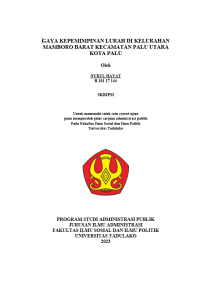 Image of GAYA KEPEMIMPINAN LURAH DI KELURAHAN MAMBORO BARAT KECAMATAN PALU UTARA 
KOTA PALU