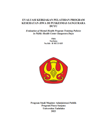 Image of EVALUASI KEBIJAKAN PELATIHAN PROGRAM 
KESEHATAN JIWA DI PUSKESMAS SANGURARA 
DUYU