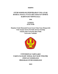 Image of STUDI SOSIOLOGI PERNIKAHAN USIA ANAK
DI DESA TOAYA VUNTA KECAMATAN SINDUE KABUPATEN DONGGALA