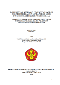 Image of IMPLEMENTASI KEBIJAKAN PEMERINTAH DAERAH 
DALAM PEMBERDAYAAN USAHA MIKRO, KECIL 
DAN MENENGAH DI KABUPATEN DONGGALA