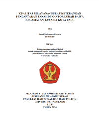 Image of KUALITAS PELAYANAN SURAT KETERANGAN
PENDAFTARAN TANAH DI KANTOR LURAH BAIYA
KECAMATAN TAWAELI KOTA PALU