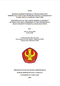 Image of KINERJA KOMISI PEMILIHAN UMUM KABUPATEN 
MOROWALI UTARA PADA PEMILIHAN KEPALA DAERAH DAN 
WAKIL KEPALA DAERAH TAHUN 2020