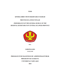 Image of KINERJA BIRO UMUM SEKERTARIAT DAERAH 
PROVINSI SULAWESI TENGAH