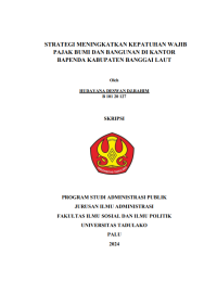 Image of STRATEGI MENINGKATKAN KEPATUHAN WAJIB 
PAJAK BUMI DAN BANGUNAN DI KANTOR 
BAPENDA KABUPATEN BANGGAI LAUT