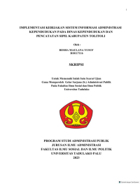 Image of Implemen tasi Kebijakan Sistem Informasi Administrasi Kependudukan pada Dinas Kependudukan dan Pencatatan Sipil Kabupaten Toli-Toli