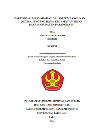 Image of PARTISIPASI MASYARAKAT DALAM PEMBANGUNAN 
DI DESA JENGENG RAYA KECAMATAN TIKKE 
RAYA KABUPATEN PASANGKAYU
