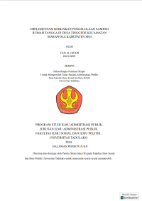 Image of IMPLEMENTASI KEBIJAKAN PENGELOLAAN SAMPAH 
RUMAH TANGGA Dl DESA TINGGEDE KECAMATAN 
MARAWOLA KABUPATEN SIGI