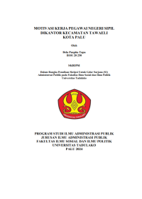 Image of MOTIVASI KERJA PEGAWAI NEGERI SIPIL
DIKANTOR KECAMATAN TAWAELI
KOTA PALU