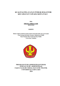 Image of KUALITAS PELAYANAN PUBLIK DI KANTOR 
KECAMATAN TAWAELI KOTA PALU