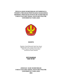 Image of PENGALAMAN KOMUNIKASI ANTARBUDAYA 
PESERTA PROGRAM PERTUKARAN MAHASISWA 
MERDEKA PROGRAM STUDI ILMU KOMUNIKASI 
FAKULTAS ILMU SOSIAL DAN ILMU POLITIK 
UNIVERSITAS TADULAKO