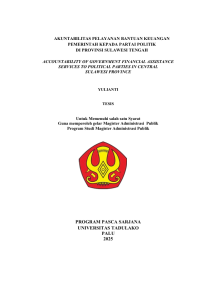 Image of AKUNTABILITAS PELAYANAN BANTUAN KEUANGAN 
PEMERINTAH KEPADA PARTAI POLITIK  
DI PROVINSI SULAWESI TENGAH
