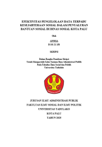 Image of EFEKTIVITAS PENGELOLAAN DATA TERPADU KESEJAHTERAAN SOSIAL DALAM PENYALURAN BANTUAN SOSIAL DI DINAS SOSIAL KOTA PALU